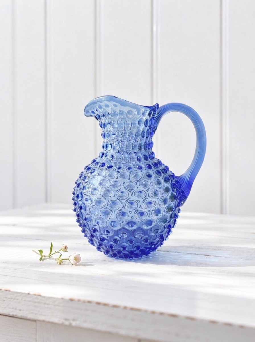 Canister in hedgehog glass 2 liters - light blue