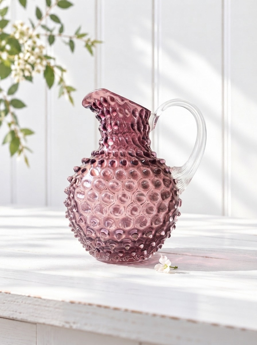 Canister in hedgehog glass 2 liters - light violet