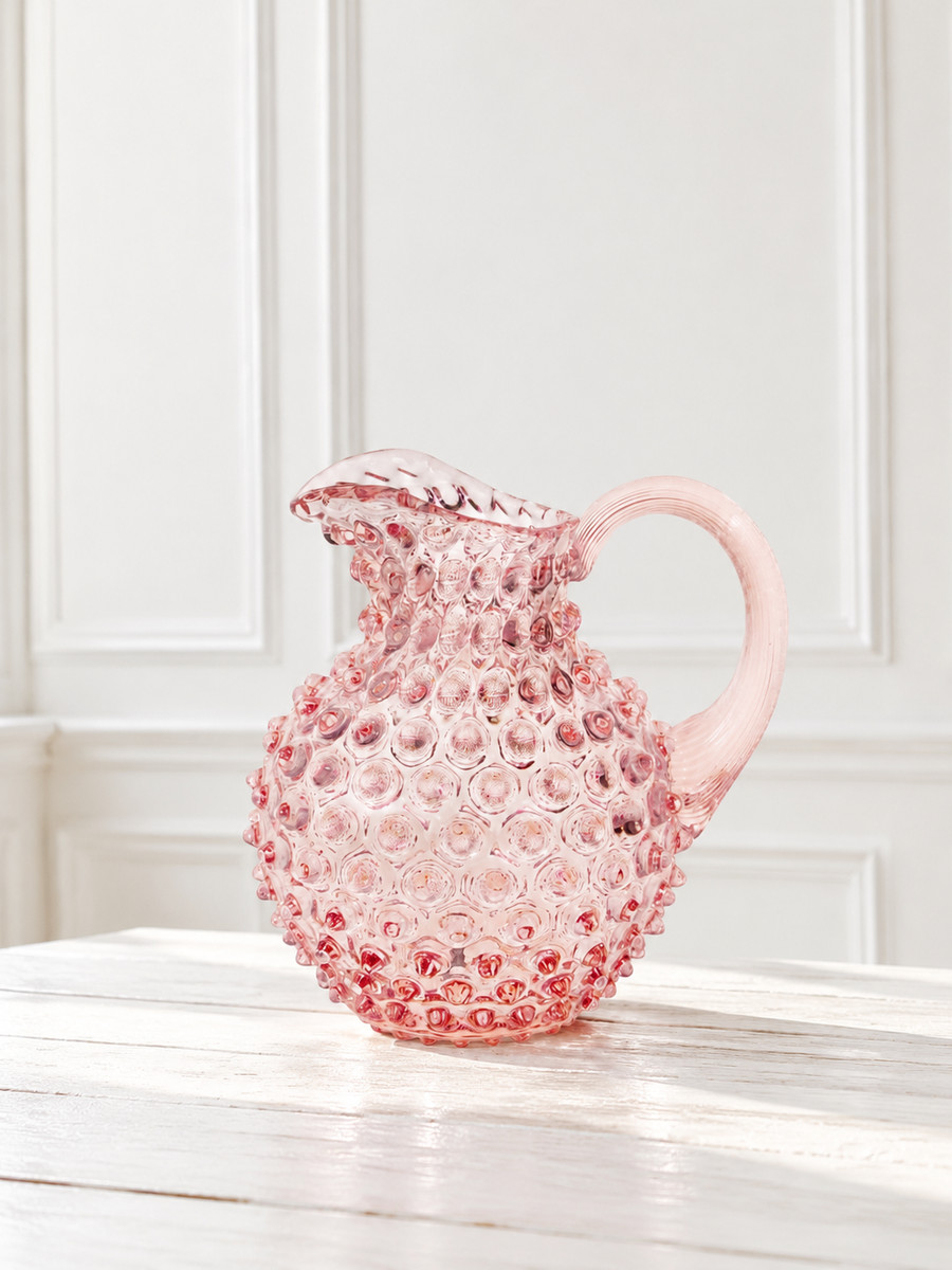 Canister in porcupine glass 1 liter - pink