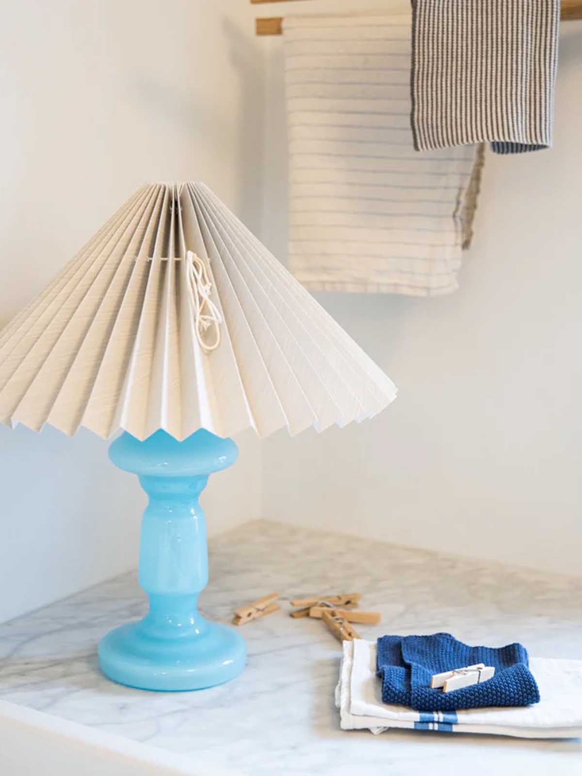 pink rose lamps in mouth blown glass table lamp in beautiful pastels.