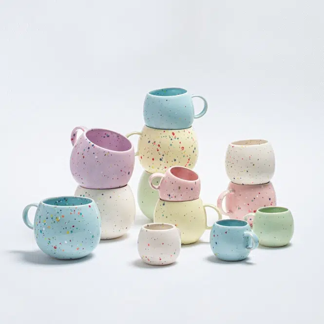egg back home confetti series - ceramic cups in different sizes