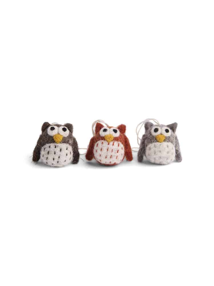 remix by sofie, grit & sif, grit & sif, Christmas ornaments, Christmas ornaments in felt, felted ornaments, felted Christmas ornaments, owls in felt