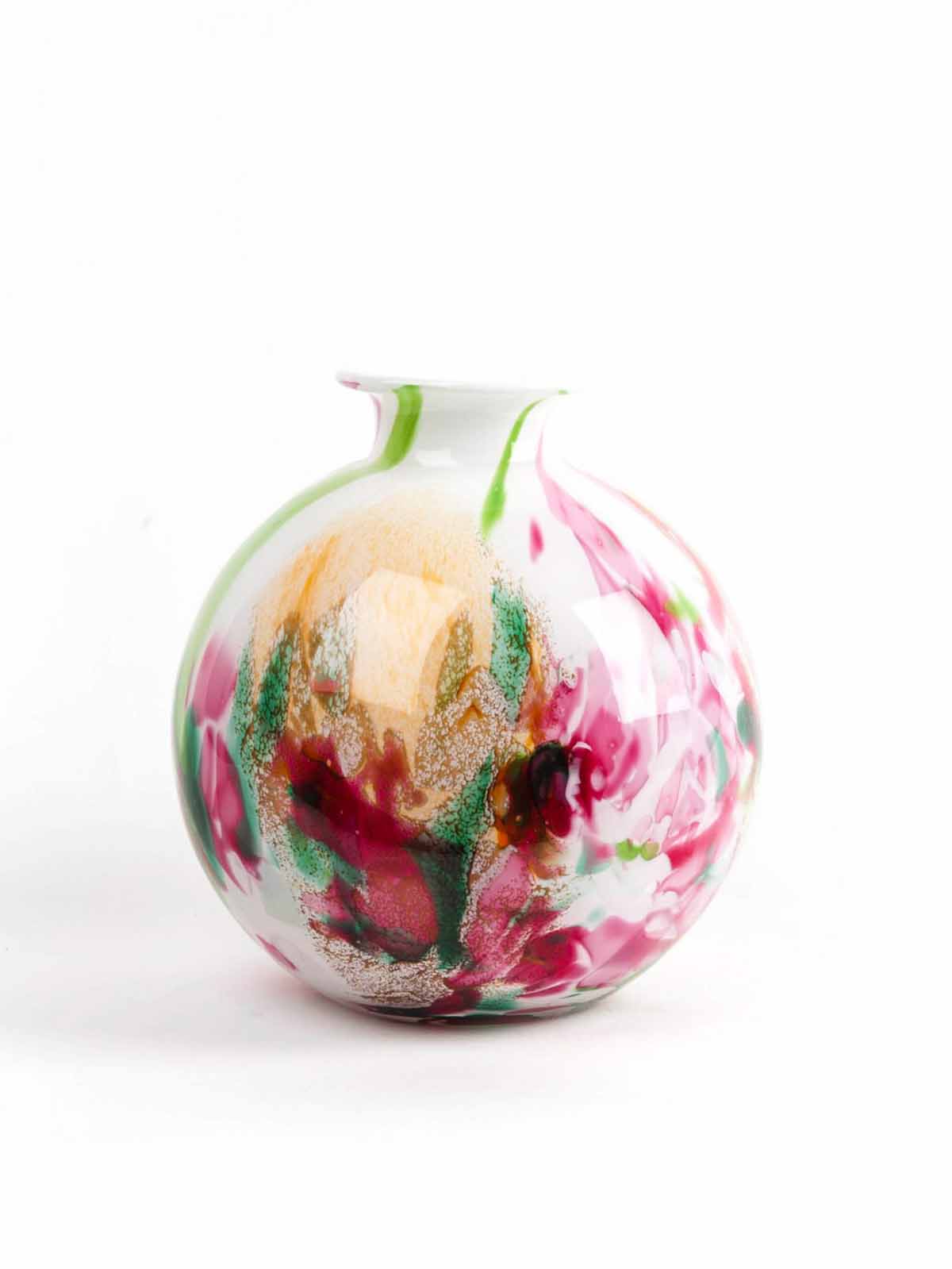 Opal glass vase, mouth blown vase, green, red, blue colors fidrio, remix by Sofia