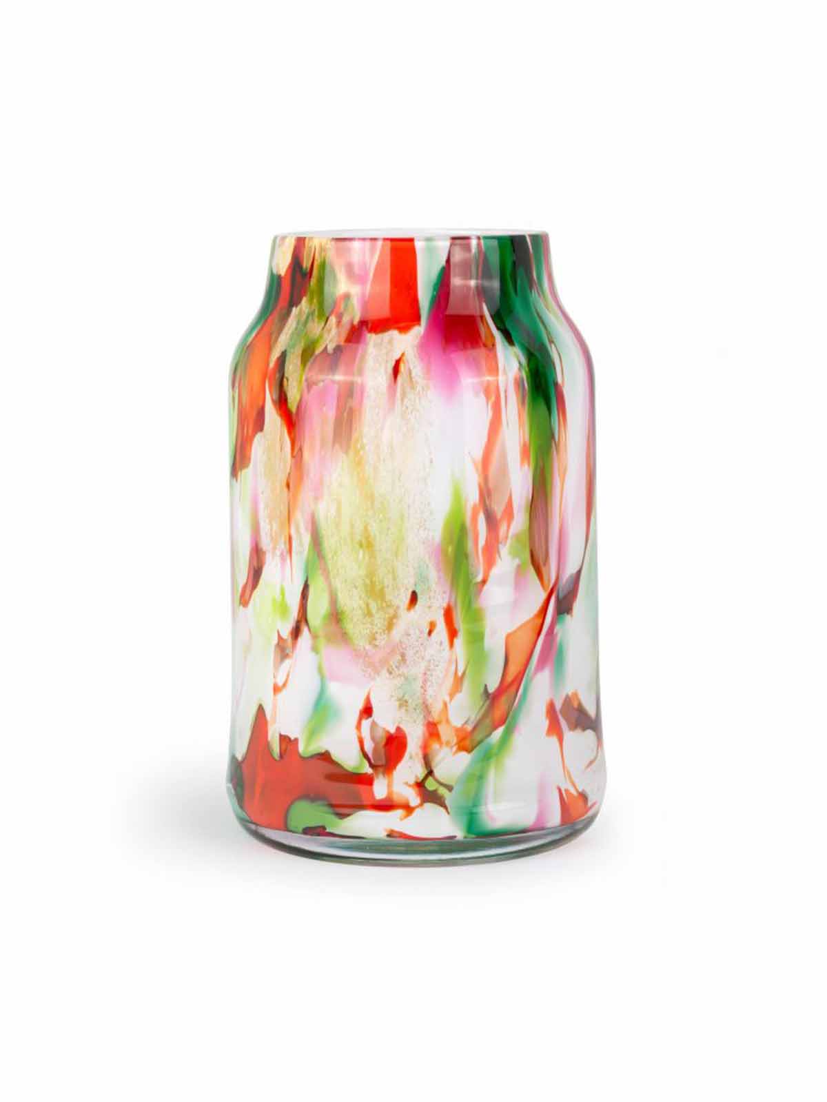 Opal glass vase, mouth blown vase, green, red, blue colors fidrio, remix by Sofia