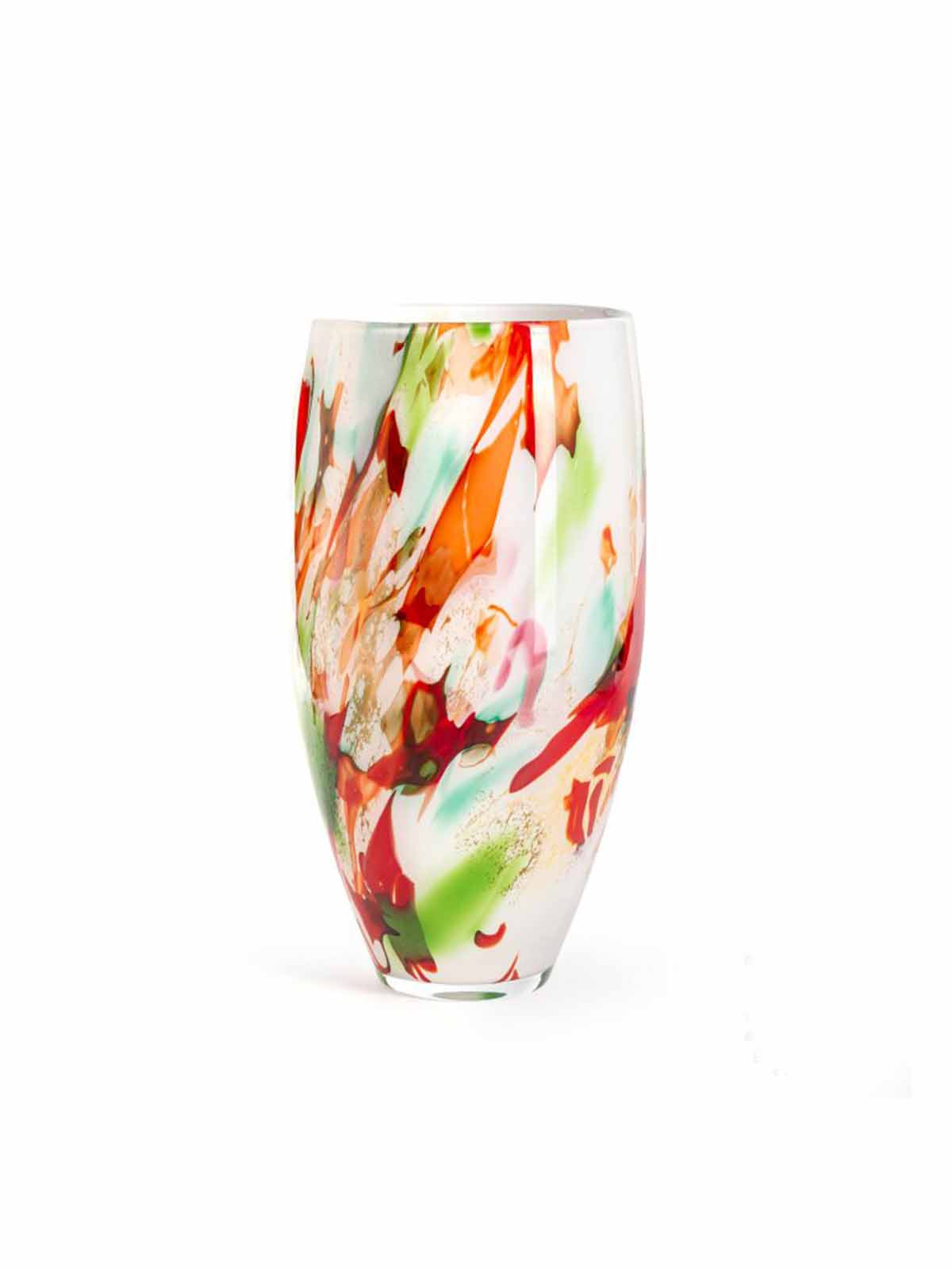 Opal glass vase, mouth blown vase, green, red, blue colors fidrio, remix by Sofia