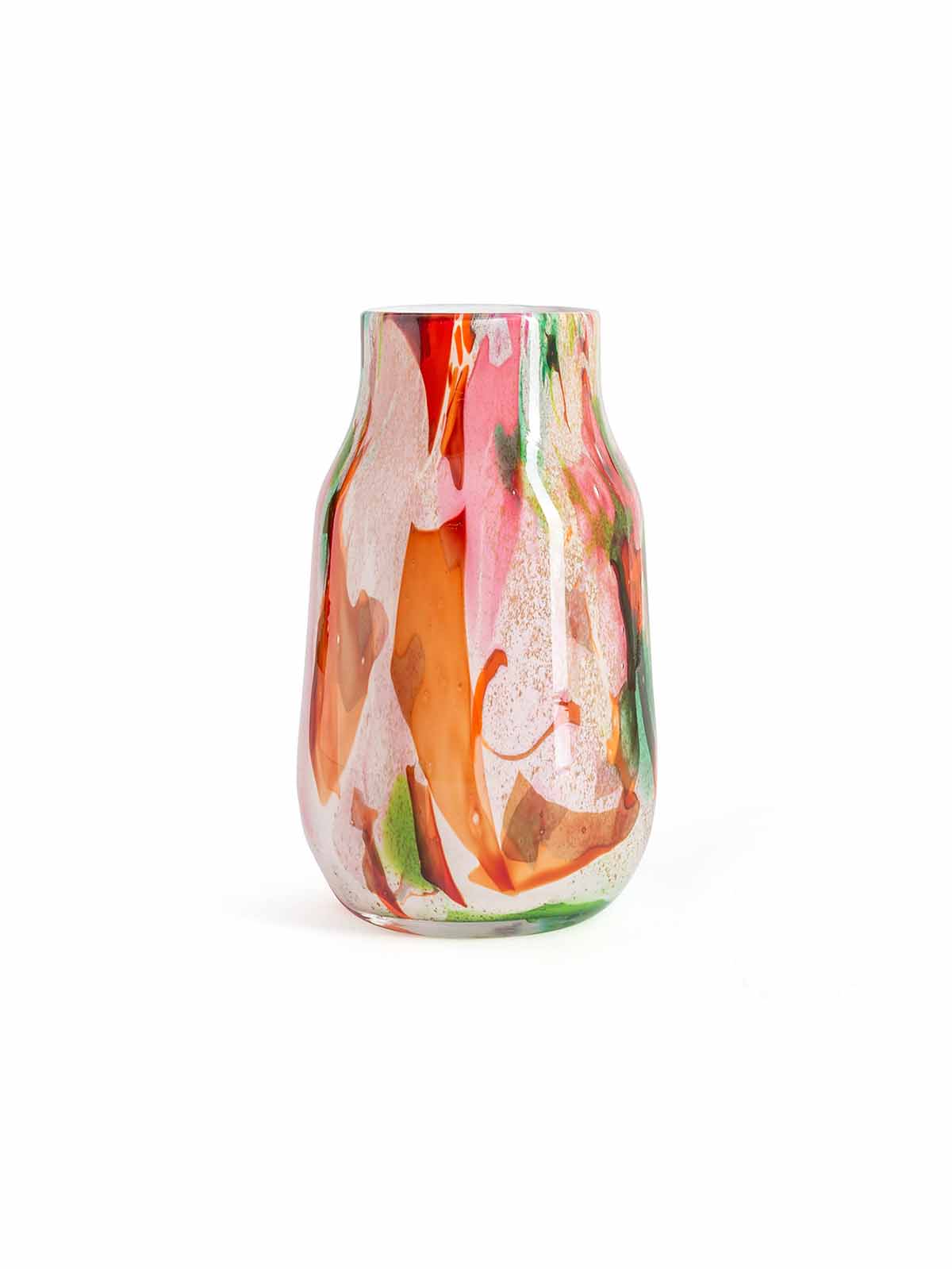 Opal glass vase, mouth blown vase, green, red, blue colors fidrio, remix by Sofia