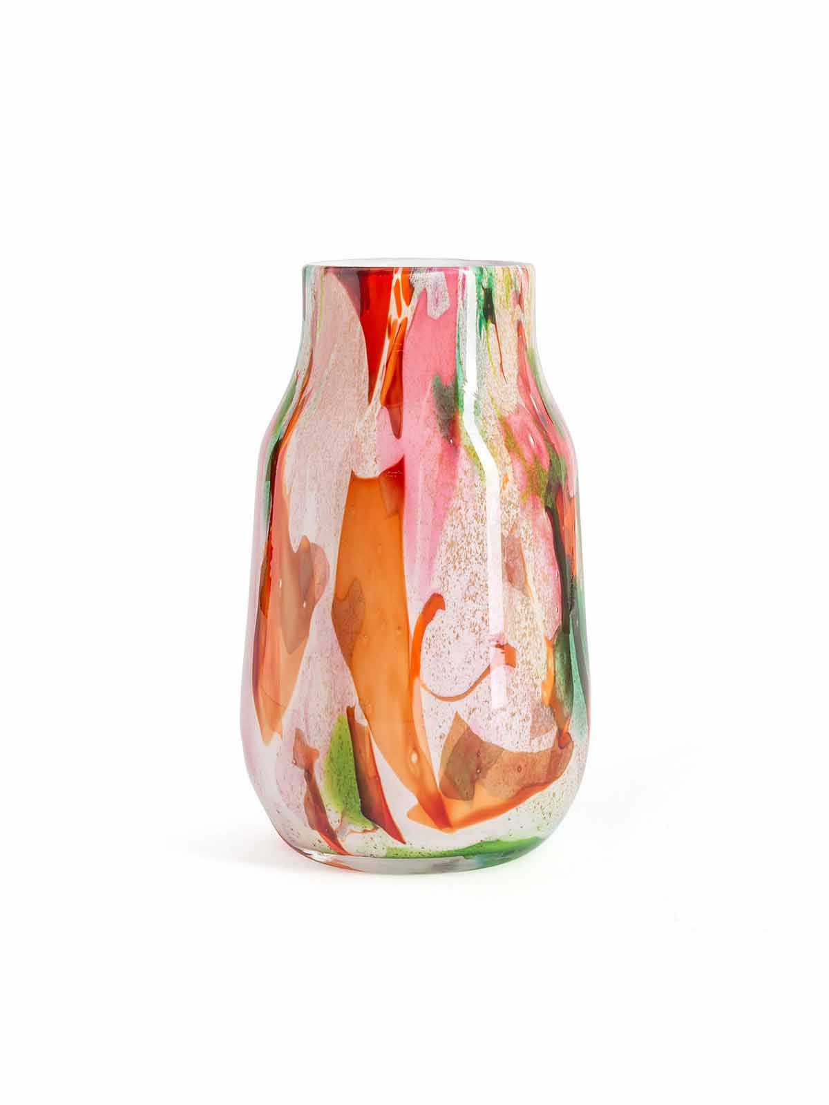 Opal glass vase, mouth blown vase, green, red, blue colors fidrio, remix by Sofia