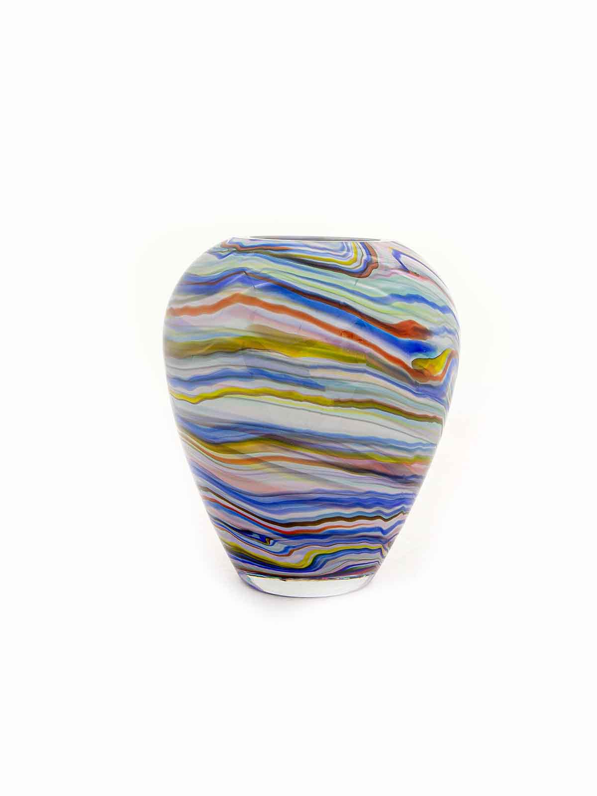 Opal glass vase, mouth blown vase, green and blue colours fidrio, remix by Sofia