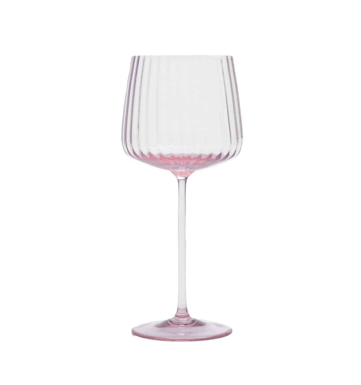 Lyon wine glass, pink wine glass, drill cover, mouth blown glass, handblown wine glass, drill cover, glass.