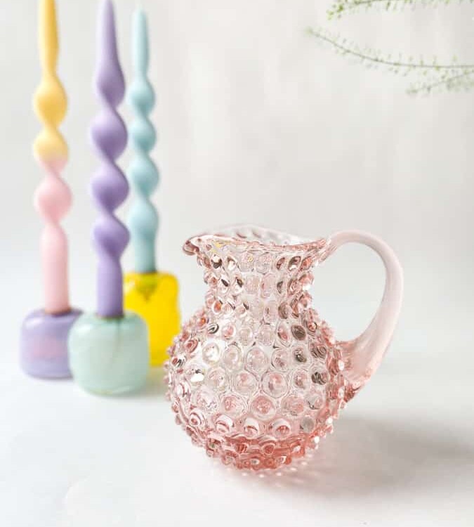 jug hedgehog glass pink, pink jug, hedgehog jug in pink, anna von lipa jug, jug from anna von lipa, anna von lipa retailer, remix by sofie