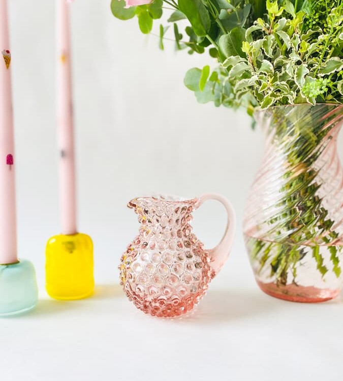 jug hedgehog glass pink, pink jug, hedgehog jug in pink, anna von lipa jug, jug from anna von lipa, anna von lipa retailer, remix by sofie
