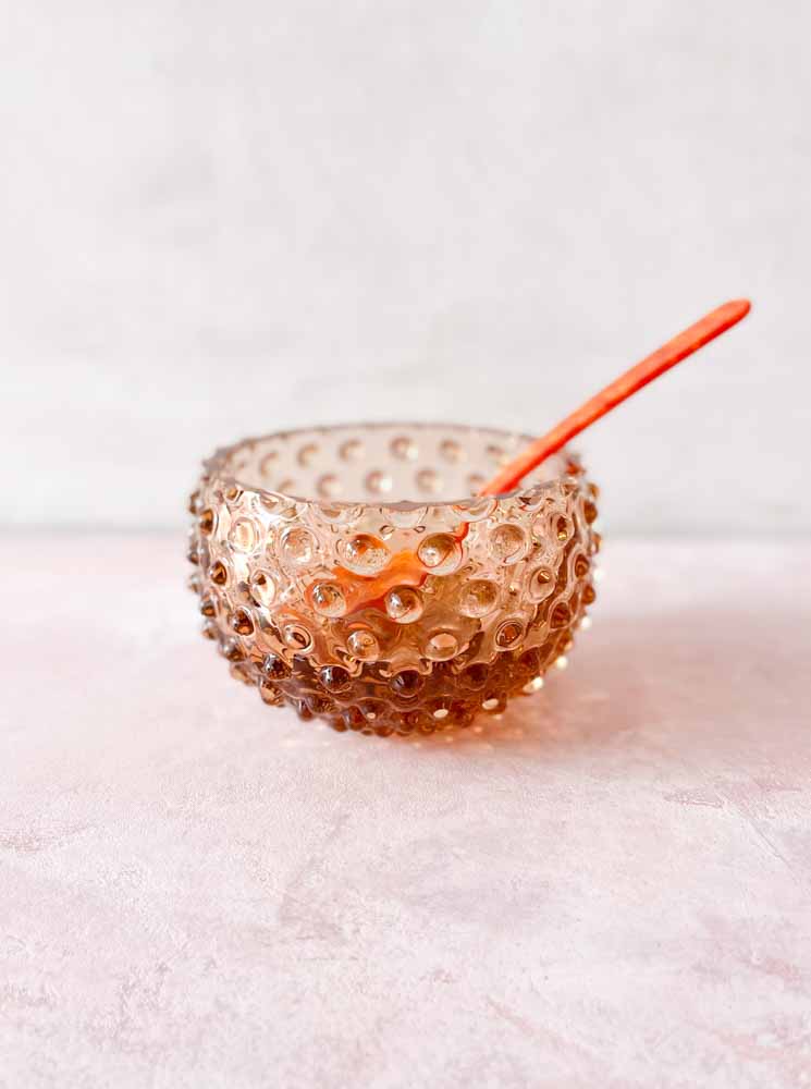 light copper, anna von lipa, anna von lipa glass, anna von lipa hedgehog glass, tapas bowl, tapas bowl, bowl, hedgehog bowl, snack bowl, glass bowl, tapas bowl, remix by sofie, home interior