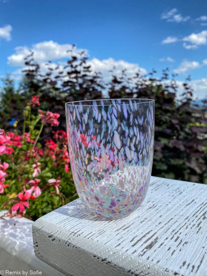 Confetti glass pastello, ,splash glass, anna von lipa big splash, opal glass, opaline glass, bohemian glasses, handblown glasses, mouthblown glass, glass with opal spots, remix by sofie, anna von lipa retailer