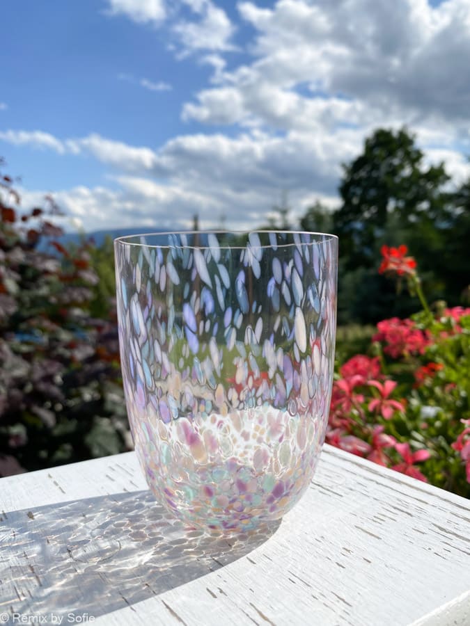 Confetti glass pastello, ,splash glass, anna von lipa big splash, opal glass, opaline glass, bohemian glasses, handblown glasses, mouthblown glass, glass with opal spots, remix by sofie, anna von lipa retailer