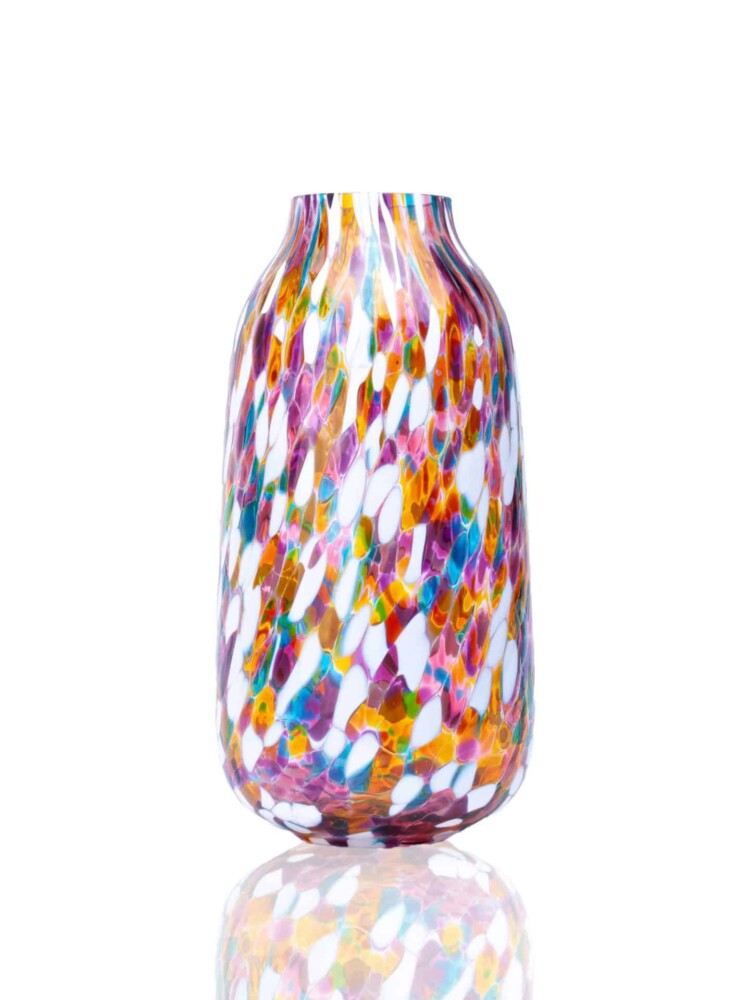confetti vase, vase anna von lipa, anna von lipa glass, anna von lipa dealer, vase, flower vase, glass vase, vase, mouth blown glass, mouth blown vase, curled vases, marie retpen vases, glass puffs, drill cover, remix by sofie, flowers vase, vases, handblown glass, danish design unique vase