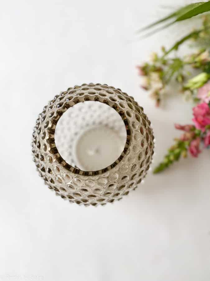 porcupine vase 18 cm in light chocolate, anna von lipa vase, vase in porcupine glass, mouth blown glass, hobnail glass, bohemian glass, remix by sofie