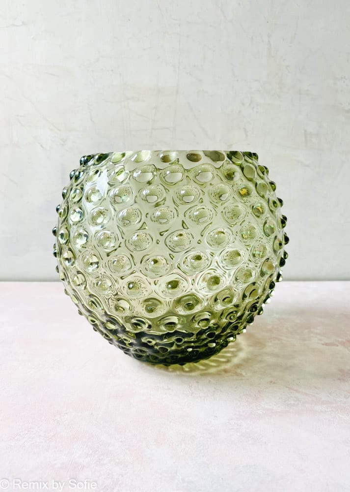 porcupine glass vase, 18 vases, hobnail glass, another von lipa glass, another von lipa dealer.
