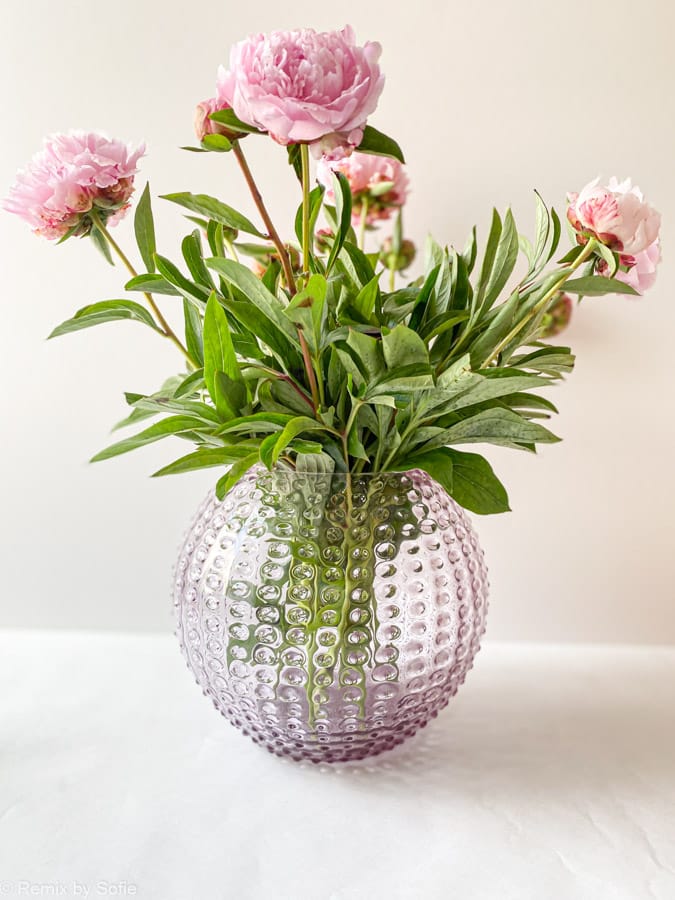 porcupine vase 24 cm light amber, anna von lipa vase, porcupine glass vase, mouth blown glass, hobnail glass, bohemian glass, remix by Sofia.
