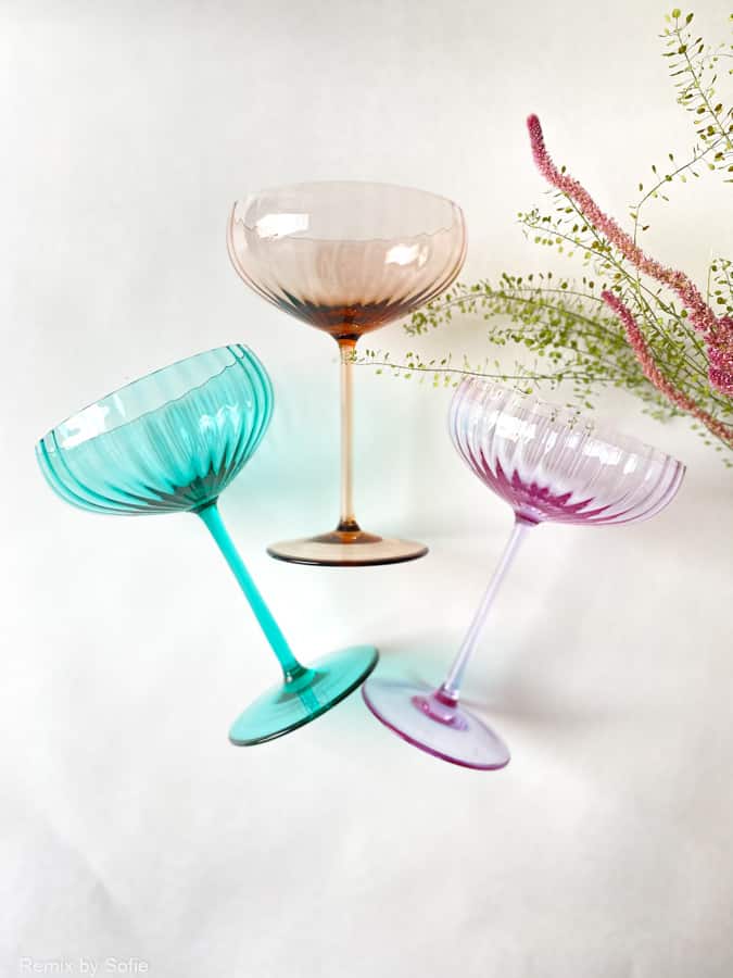 lyon champagne bowl in turquoise, remix by Sofia, Anna von Lipa, champagne bowl, champagne glass, party glass.