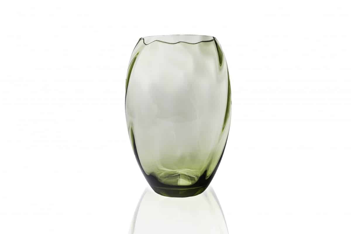 Anna von Lipa swirl ellipse vase in olive green