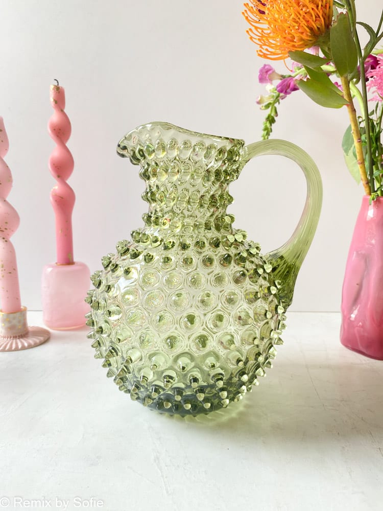 2 liters jug in olive, remix by sofie, 2 liters jug, anna von lipa hedgehog jug, jug in hedgehog glass, anna von lipa dealer, anna von lipa jug, anna von lipa hedgehog jug, hedgehog jug, hedgehog jug, hedgehog jug,hobnail jug,hobnail glass,hobnail glass jug,pinapple jug,pig glass jug