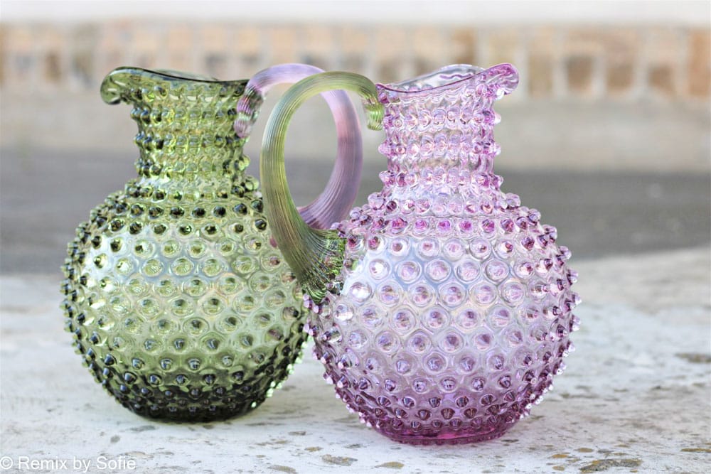 2 liters jug in two colors, olive green with purple handle, light purple with olive green handle, remix by sofie, 2 liters jug, anna von lipa hedgehog pitcher, jug in hedgehog glass, anna von lipa retailer, anna von lipa pitcher, anna von lipa hedgehog jug, hedgehog jug, hedgehog jug, hedgehog jug jug, hedgehog jug jug