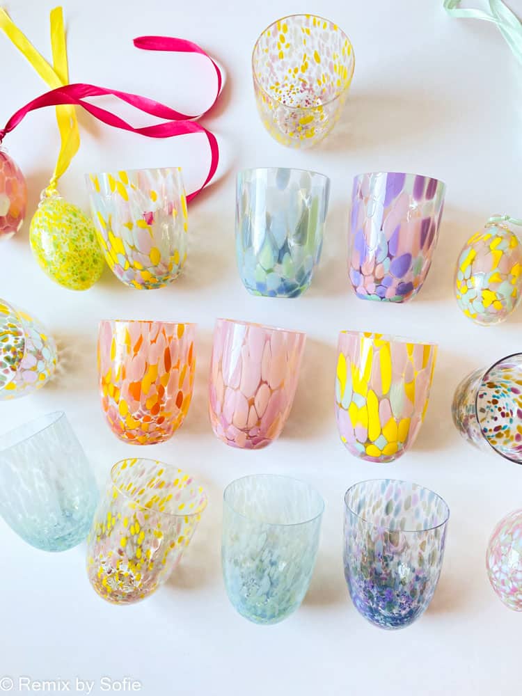 water glass, anna von lipa mix & match, tumbler, water glass, drinking glass, drinking glass, colored glass , remix by sofie, anna von lipa glass, anna von lipa retailer, bohemia glass, mouthblown glass, confetti glass, splash glass, table cover, splash glass, anna von lipa dealer, table cover