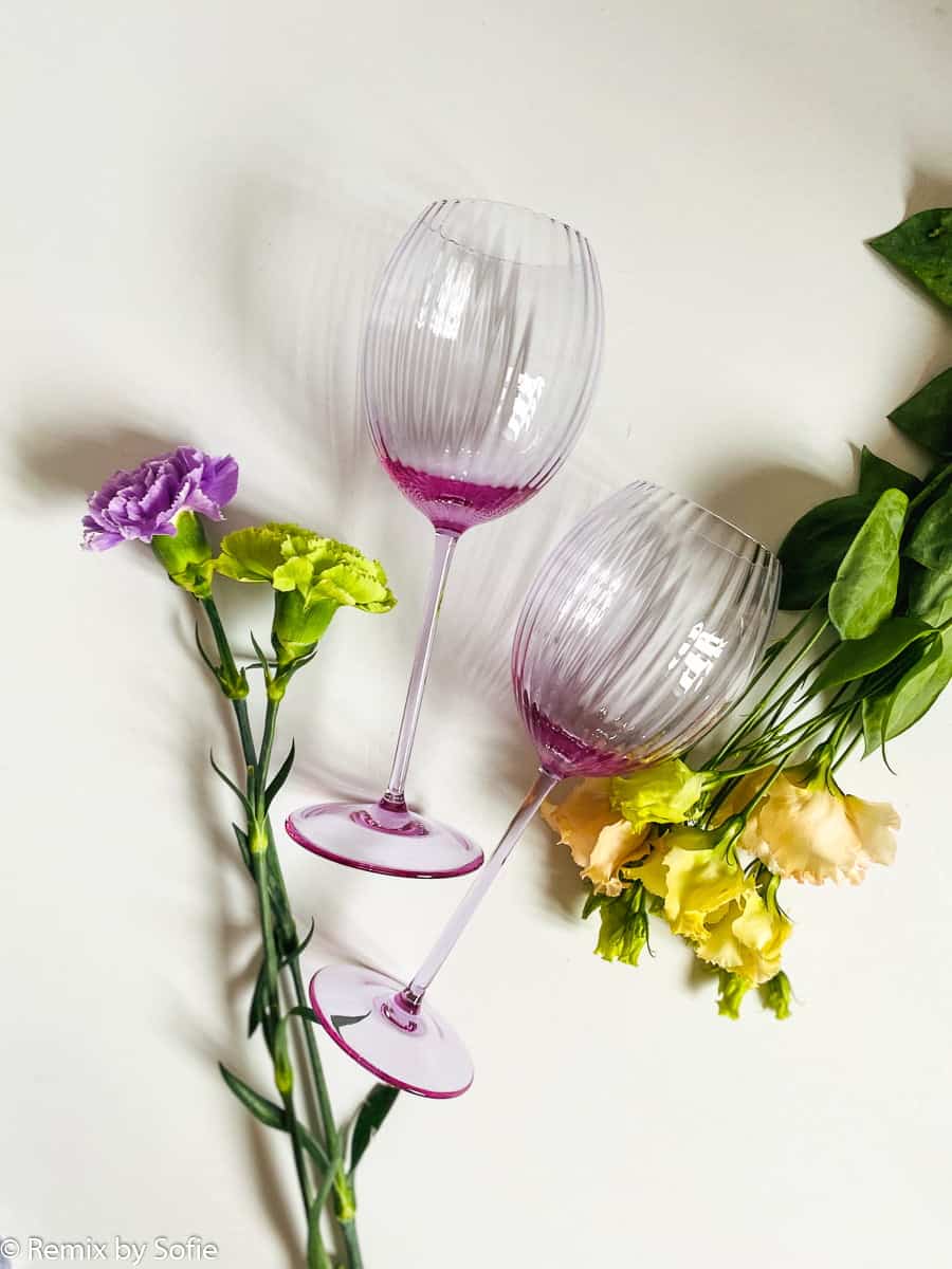mouth blown wine glasses, white wine glasses