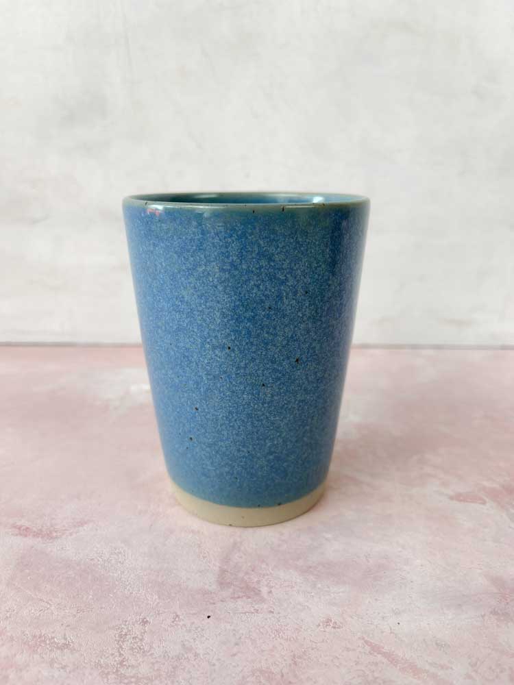 tall ø-cup - cup without handle, Bornholm's ceramic factory in blue