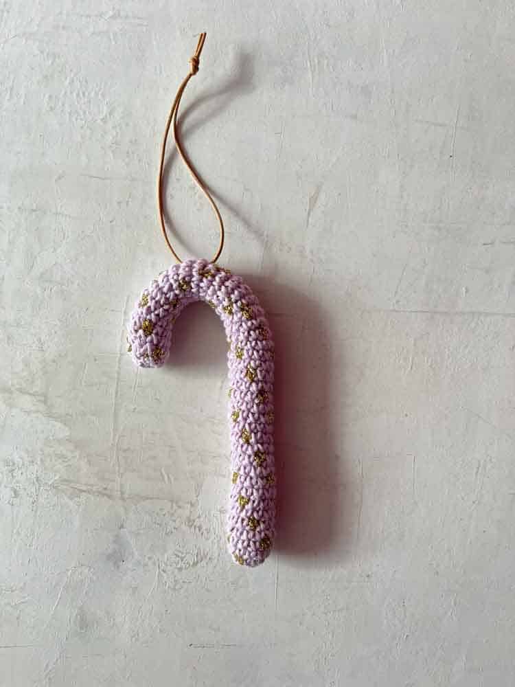 Christmas decorations crocheted candy stick in cotton - handmade