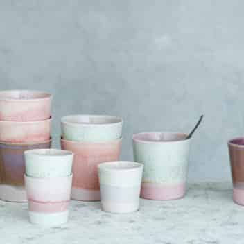 lena pedersen, remix by sofie, coffee cup, ceramics, crystal glaze, ceramic cup, pastel colors, pastel cup,