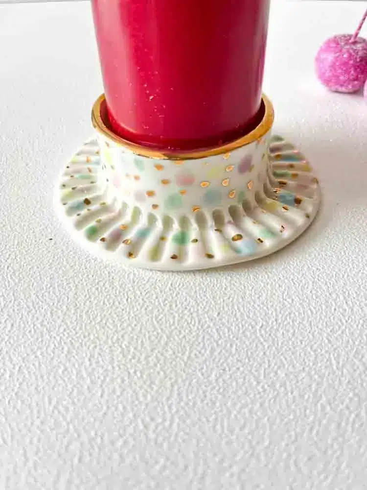 ceramic candlestick, candlestick with gold, gallery petz, porcelain candlestick