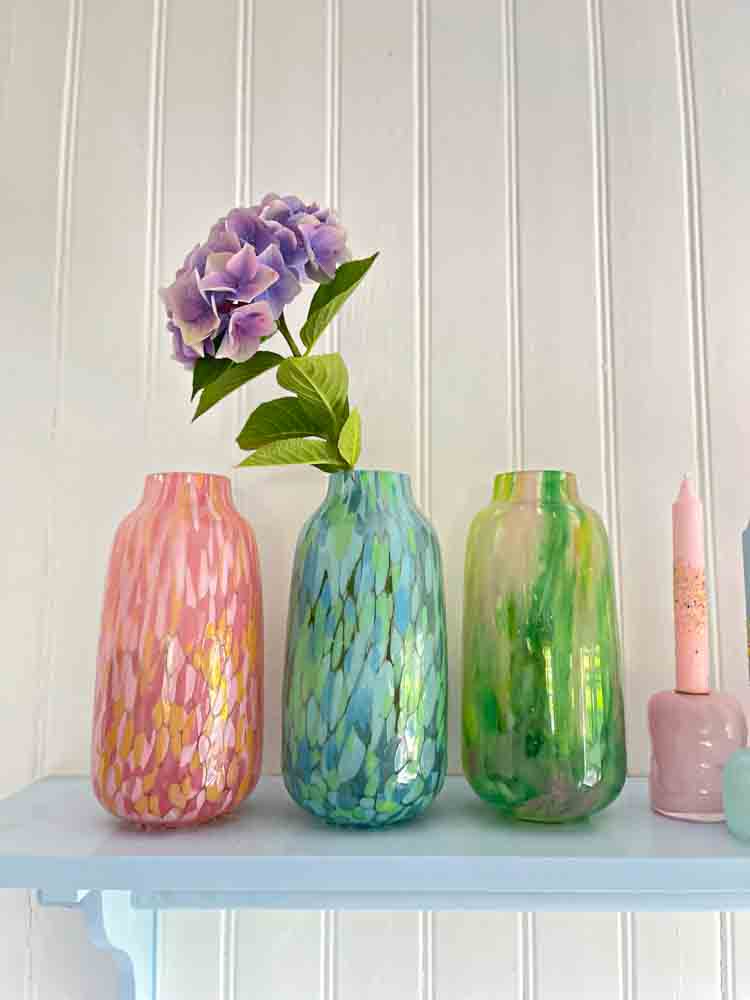 Anna von Lipa mouth blown vases in confetti