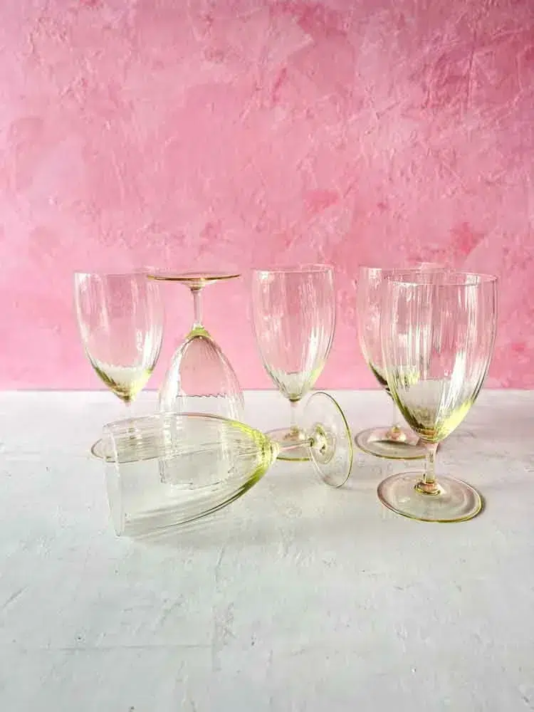 yellow beer glasses mouth blown