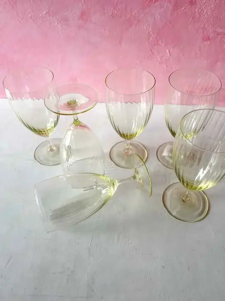yellow beer glasses mouth blown