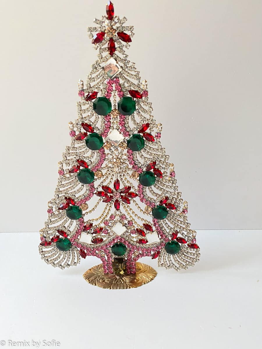 Christmas tree in rhinestone, rhinestone Christmas tree, vintage Christmas tree, Czech Christmas trees, Czech Christmas tree, Christmas ornaments.