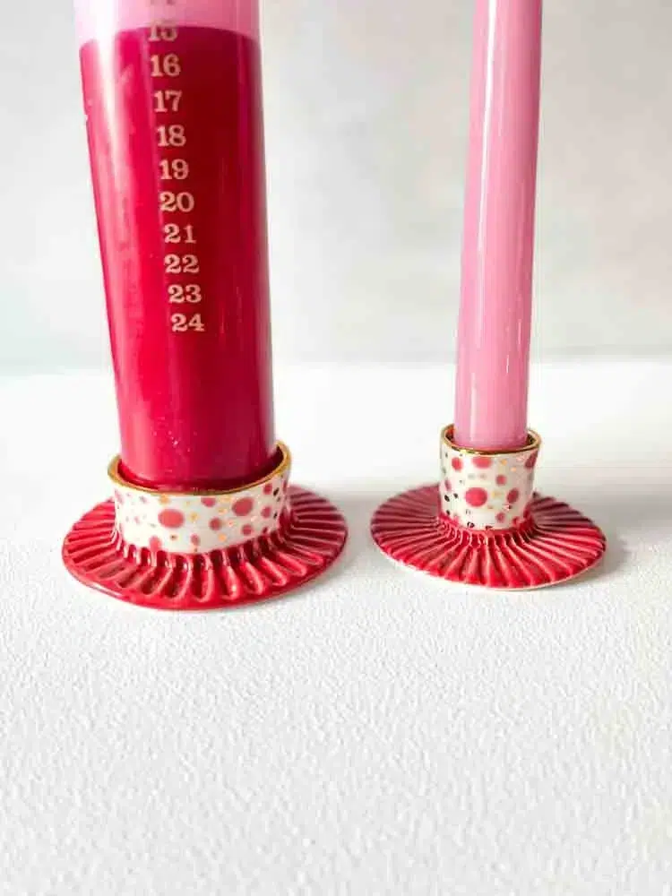 ceramic candlestick, candlestick with gold, gallery petz, porcelain candlestick