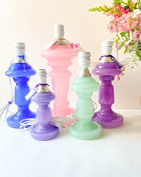 pink rose lamp, table lamp, opal lamp, opal glass lamp. interior design, remix by Sofia.