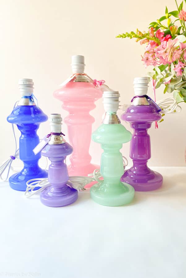 pink rose lamp, table lamp, opal lamp, opal glass lamp. interior design, remix by Sofia.