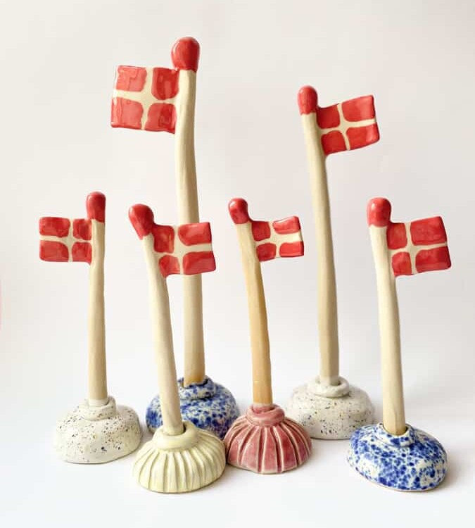ceramic flags, clay flags, birthday flags, mia lindbirk flags, remix by Sofia