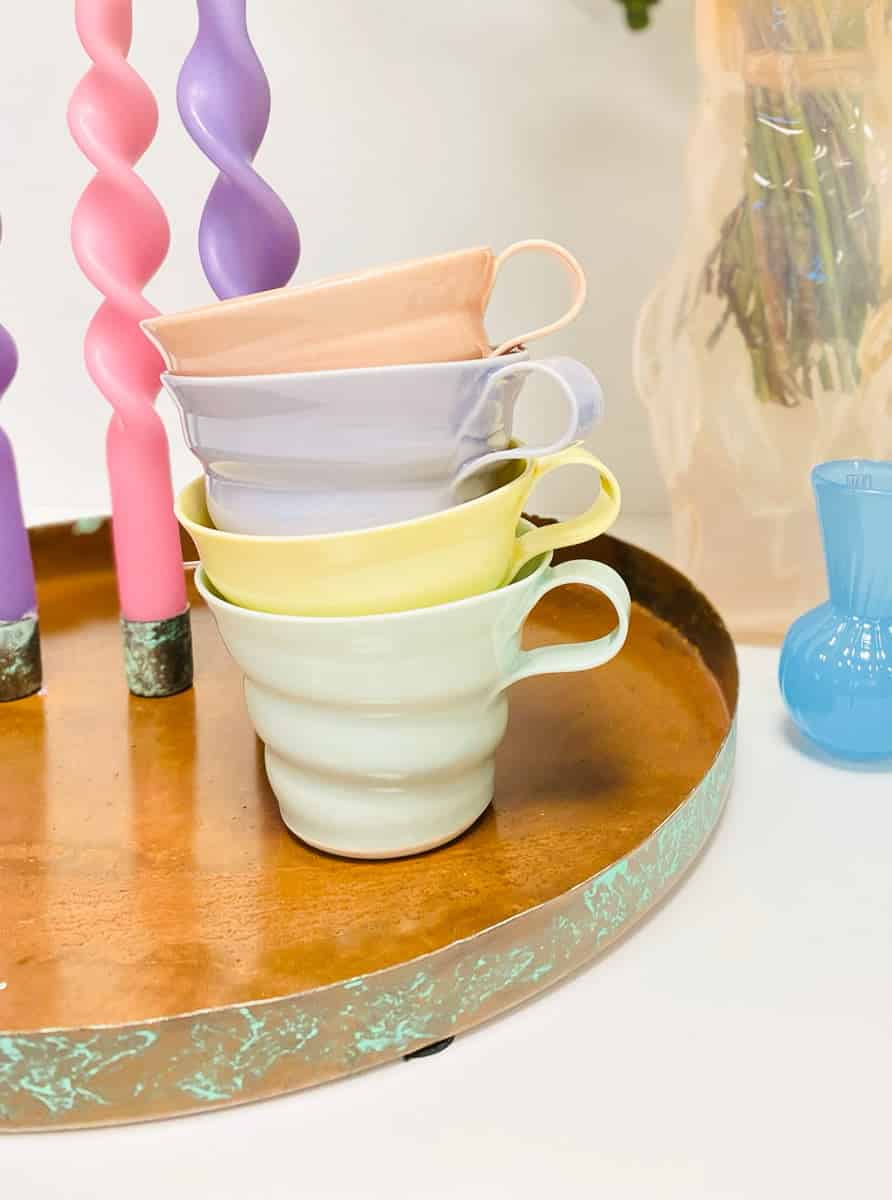 rikke maglesen ceramics, porcelain cup, coffee cup, cup, pastel-colored cup, coffee cup, tea cup.
