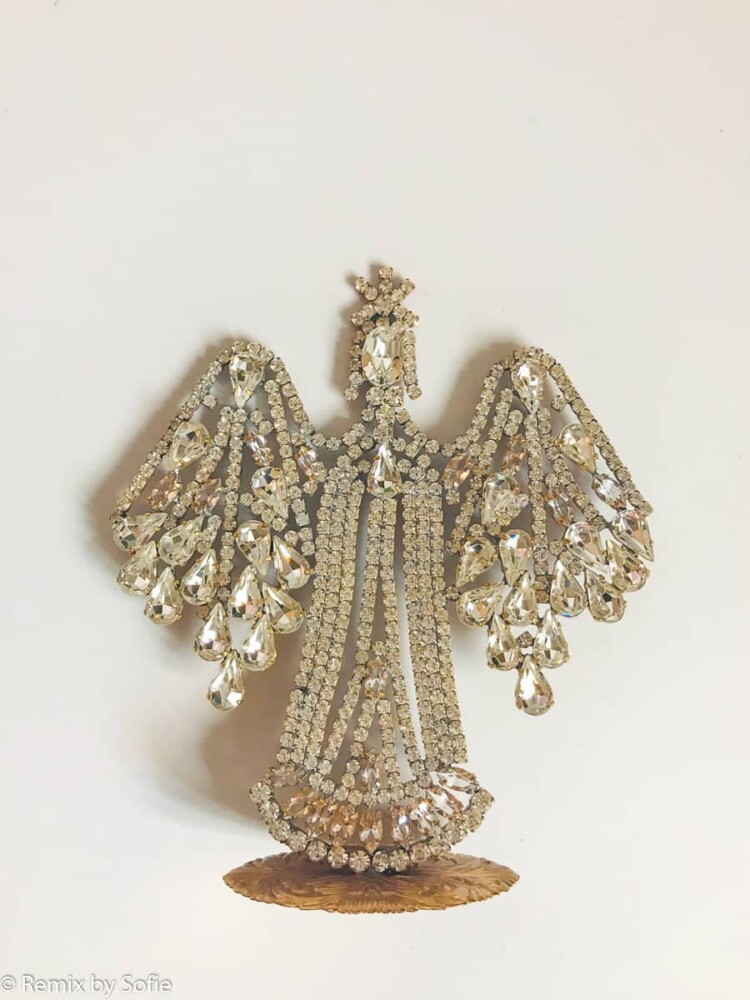 angel in rhinestone, rhinestone angel, christmas tree in rhinestone, rhinestone christmas tree, vintage christmas tree, czech christmas trees, czech christmastree, christmas ornaments