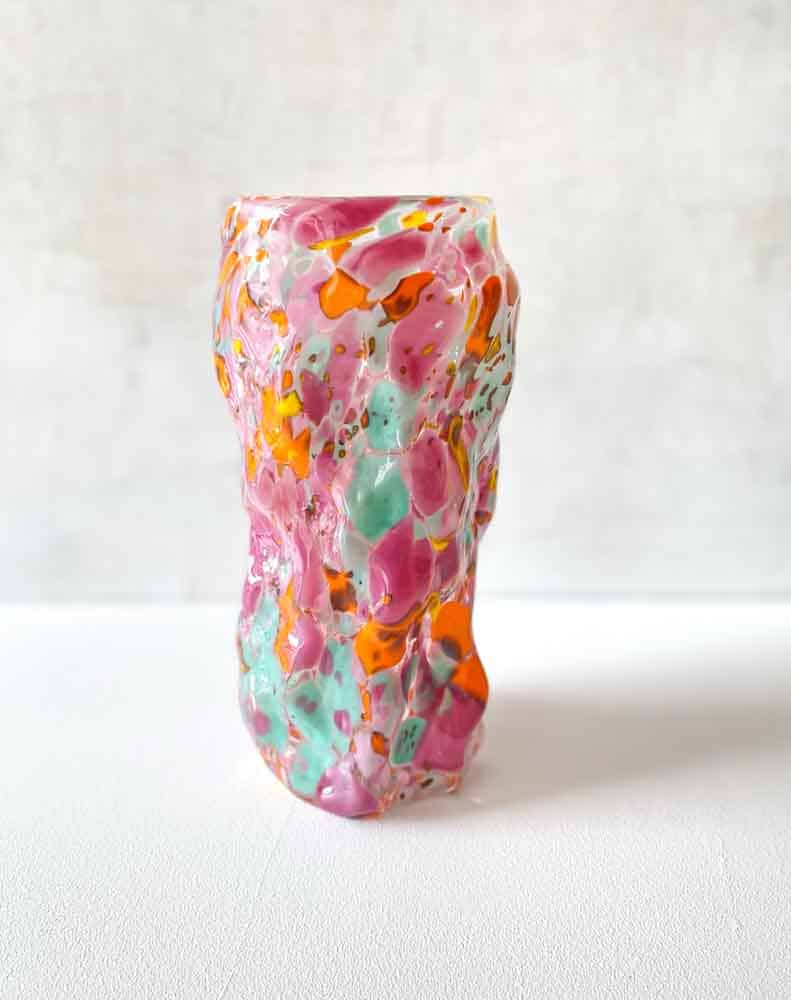 marie retpen, vase, vase with spots, curl vase, curly vase, handblown, small curl vase, cross curly vase, vase, flower vase, glass vase, vase in opal, mouth-blown glass, mouth-blown vase, curl vase, curl vases, marie retpen vases, glass puffs, boron cover, remix by sofie, flowers vase, vases, handblown glass, danish design unique vase, curly flower vase, home interior