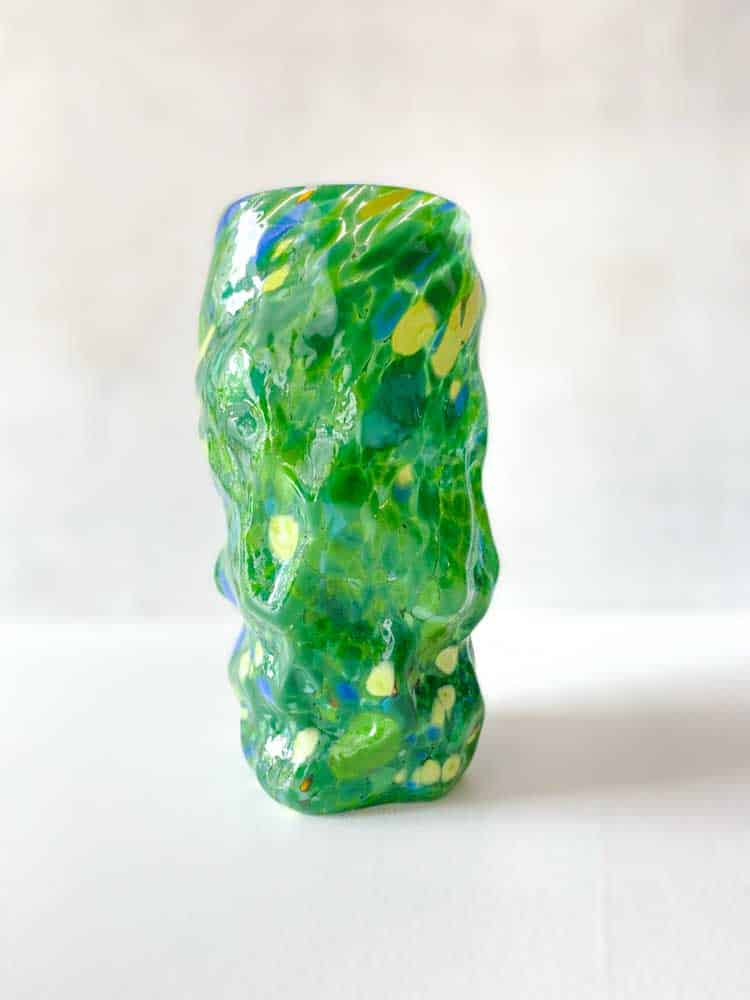 marie retpen, vase, vase with spots, curl vase, curly vase, handblown, small curl vase, cross curly vase, vase, flower vase, glass vase, vase in opal, mouth-blown glass, mouth-blown vase, curl vase, curl vases, marie retpen vases, glass puffs, boron cover, remix by sofie, flowers vase, vases, handblown glass, danish design unique vase, curly flower vase, home interior