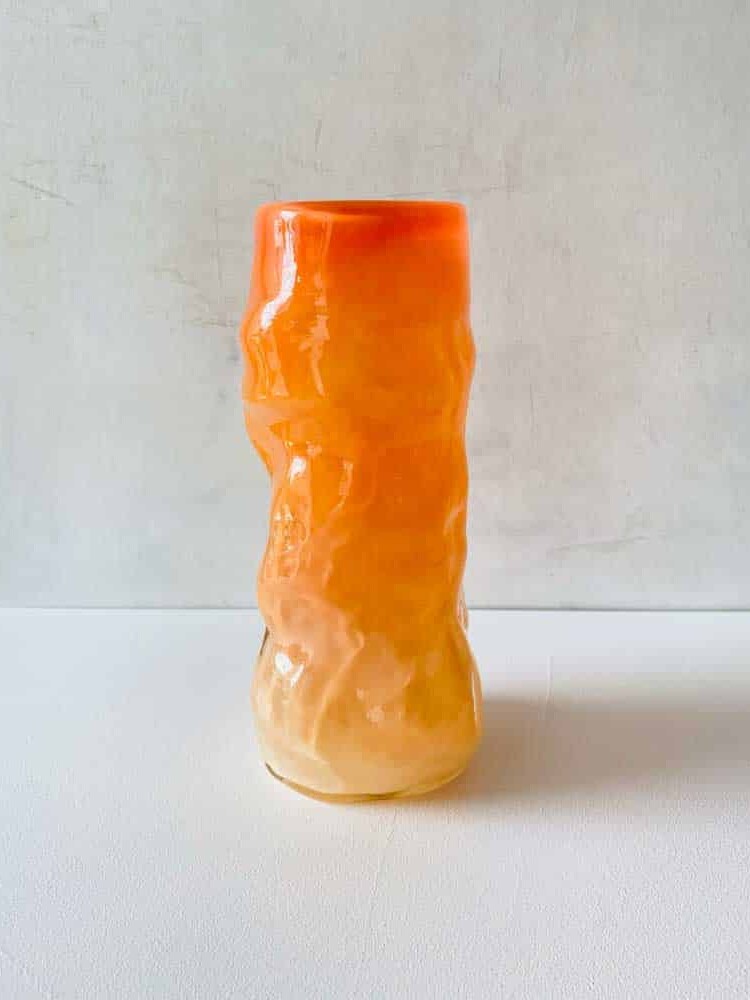 marie retpen, vase, vase with spots, curl vase, curly vase, handblown, small curl vase, cross curly vase, vase, flower vase, glass vase, vase in opal, mouth-blown glass, mouth-blown vase, curl vase, curl vases, marie retpen vases, glass puffs, boron cover, remix by sofie, flowers vase, vases, handblown glass, danish design unique vase, curly flower vase, home interior