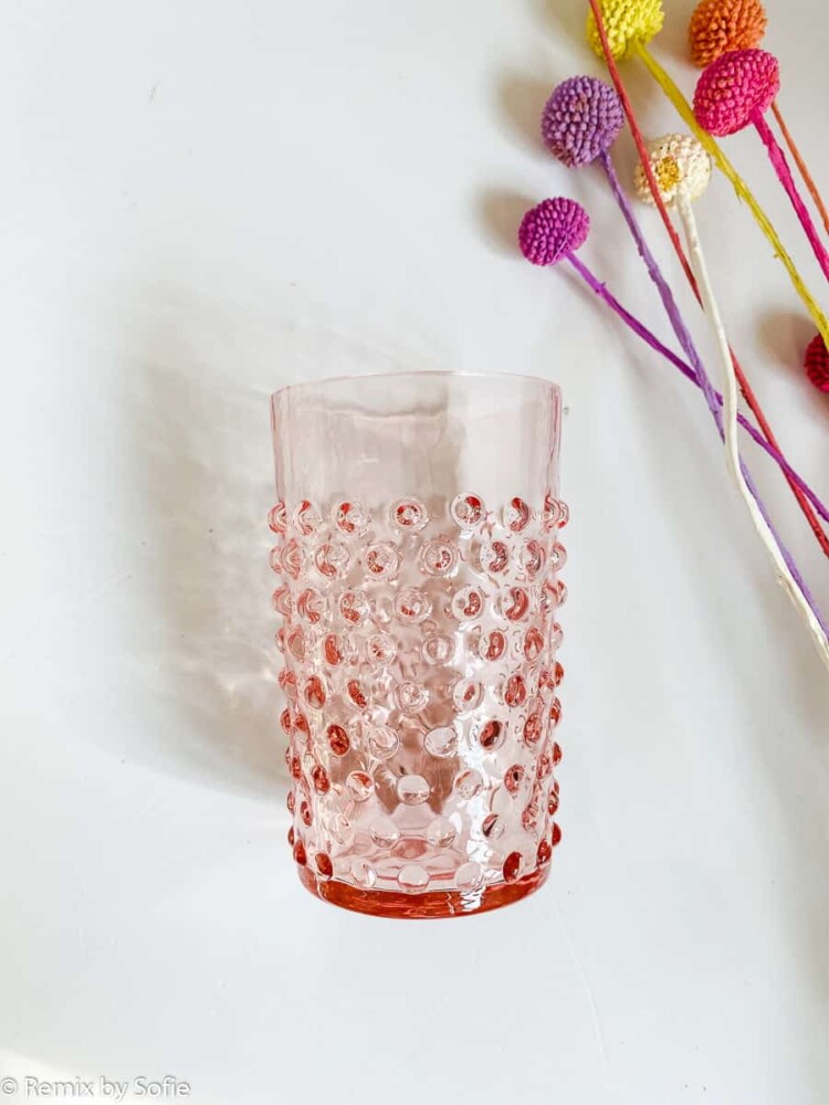hedgehog glass in pink