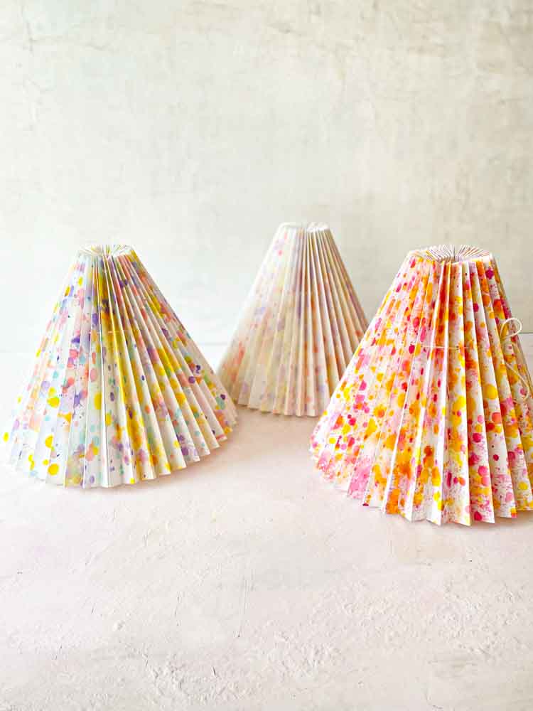 handmade lampshade, pleated lampshade, lampshade from pink rose lamps, remix by Sofia, splash lampshades.