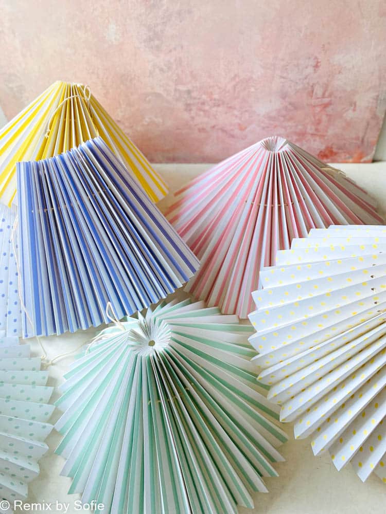 pink roses, lampshades, pleated lampshade, lampshade, colored lampshade, pleated lampshade with stripes, pleated lampshade with dots