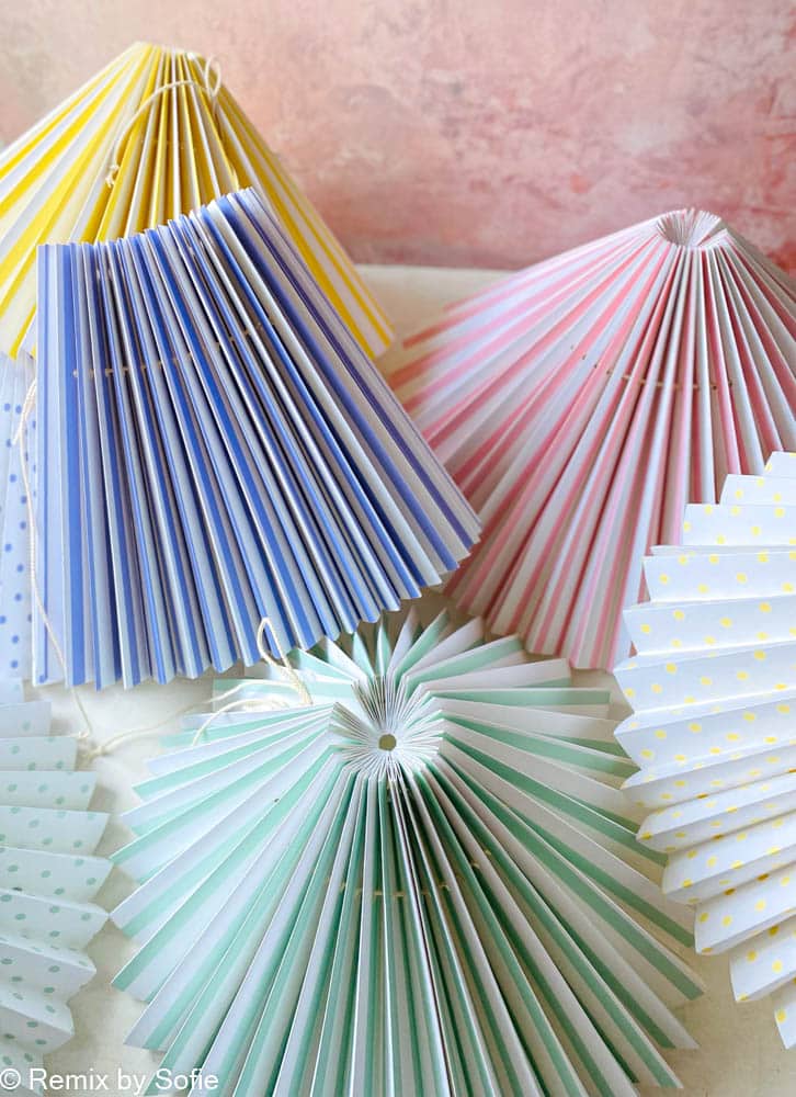 pink roses, lampshades, pleated lampshade, lampshade, colored lampshade, pleated lampshade with stripes, pleated lampshade with dots