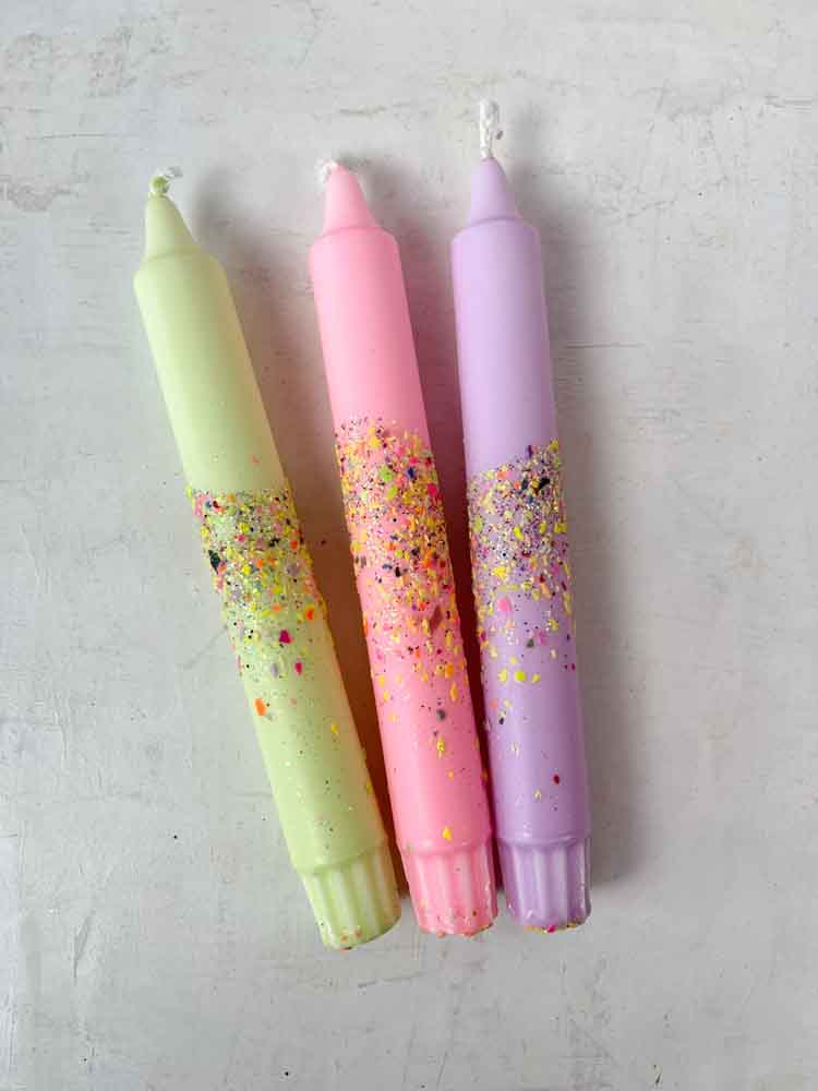 candles, candles, crown candles, colored candles, hand-dipped candles, candles with many colors, table cover, remix by Sofia, ahnelight, indoor fun,